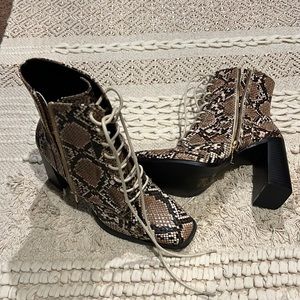 Snakeskin booties